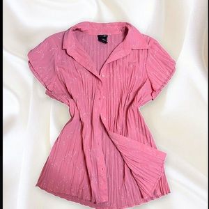East 5th Pink Floral Embroidered Button Up